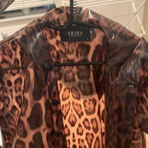 Leopard print rain jacket with hood